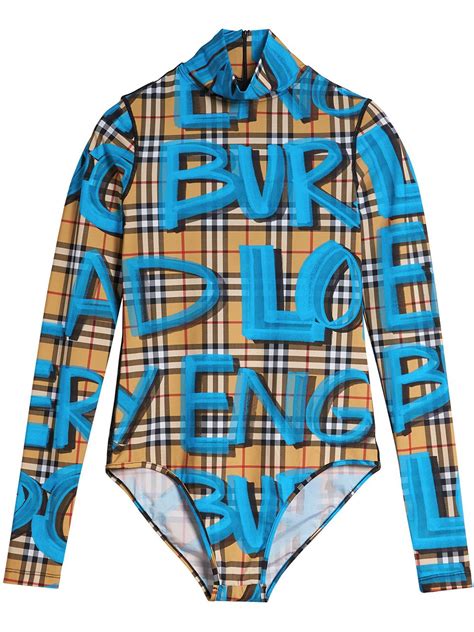 blue and orange burberry bodysuit|Burberry blue graffiti bodysuit.